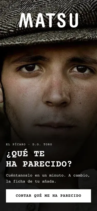 Pantalla de una demo de vino: retrato a toda pantalla y botón para contar qué te ha parecido.