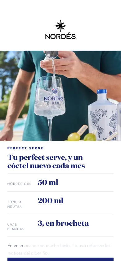 Pantalla de una demo de bebida: la receta perfecta, con sus medidas.